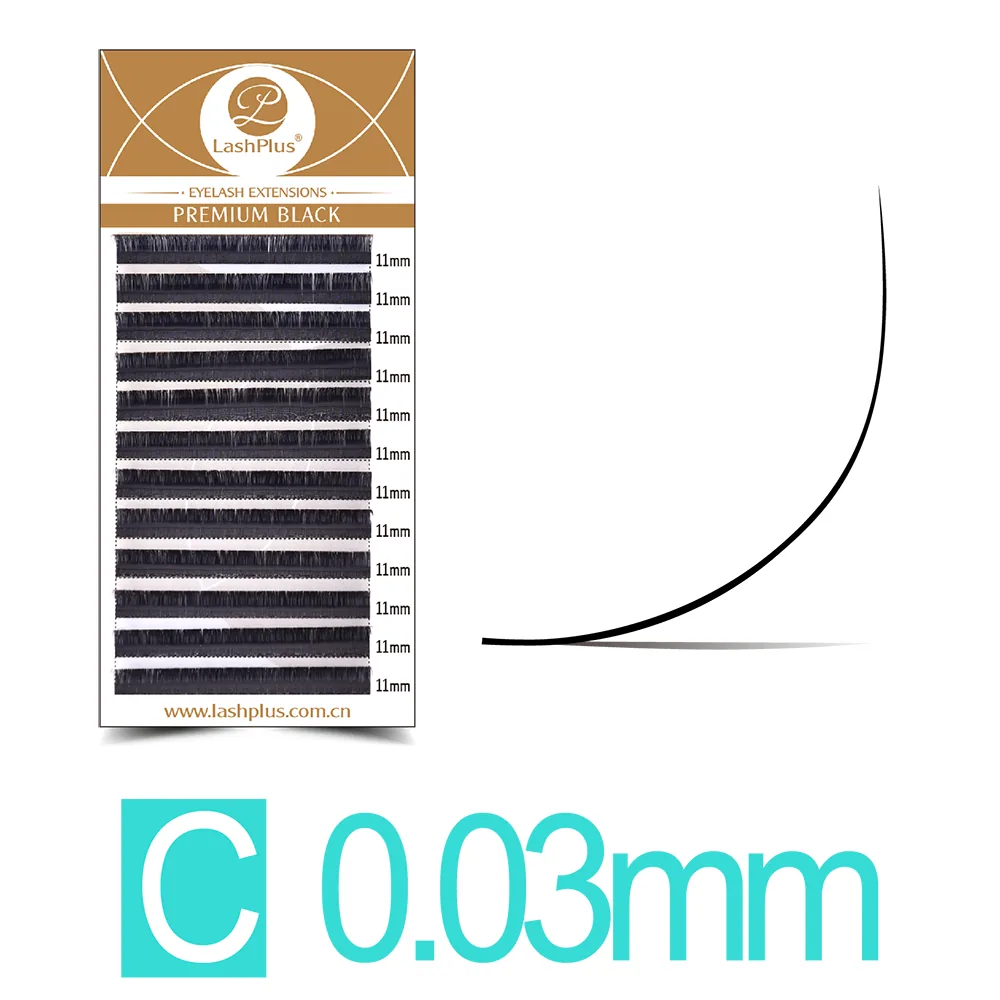 0.03mm C curl mega volume lash extension tray, 12 rows, Korean PBT — LashPlus