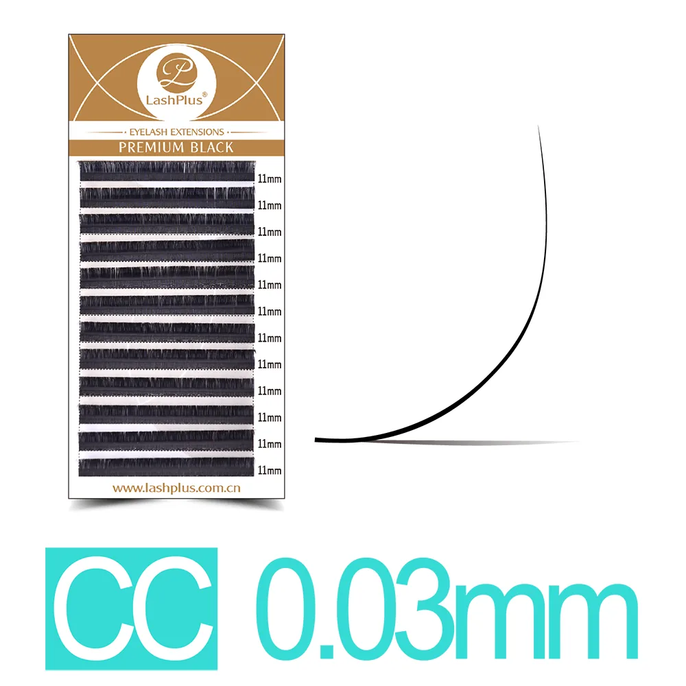 0.03mm C+ curl mega volume lash extension tray, 12 rows, Korean PBT — LashPlus