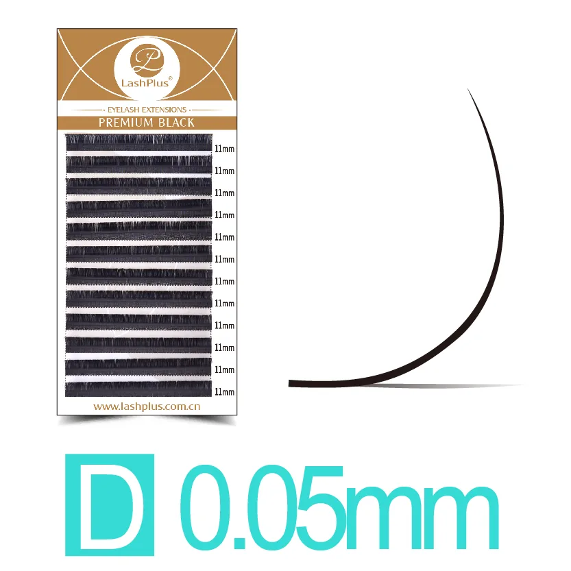 0.05mm D curl volume lash extension tray, 12 rows, Korean PBT — LashPlus