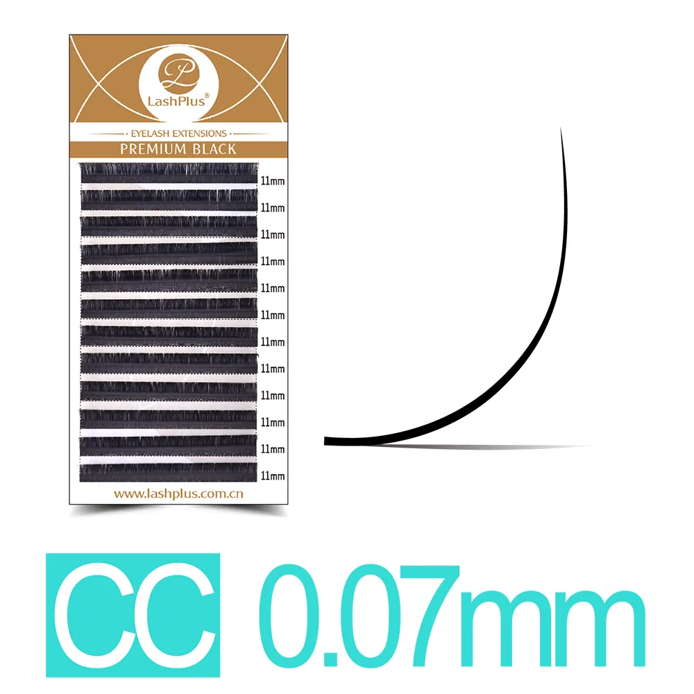 0.07mm C+ curl volume lash extension tray, 12 rows, Korean PBT — LashPlus