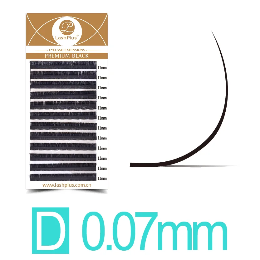 0.07mm D curl volume lash extension tray, 12 rows, Korean PBT — LashPlus